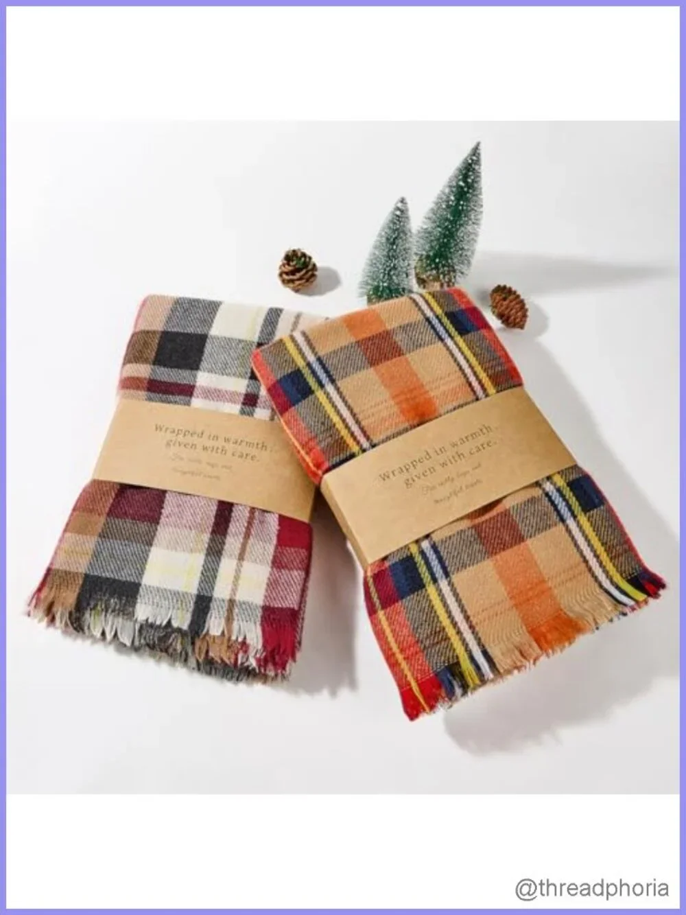 Chunky Plaid Oversized Scarf Shawl Wrap Fall Winter Gift